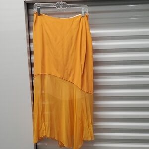 Prabal Gurung Gold Midi Skirt Asymmetrical A-Line Resort Wear